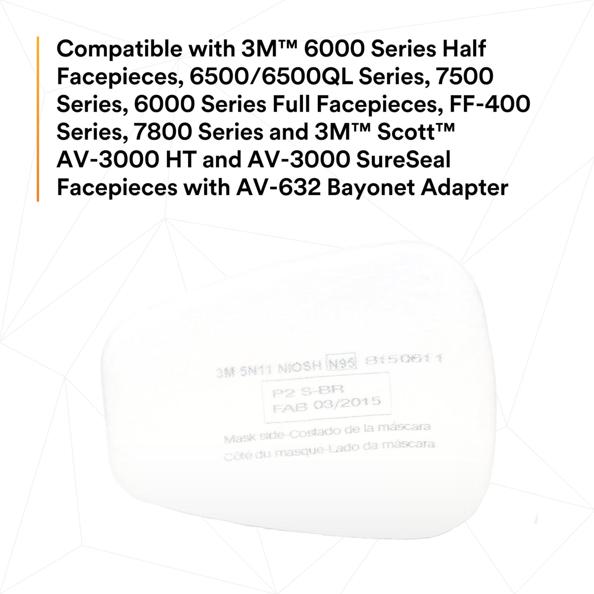 3M full facepiece compatibility; versatile use across respirator systems.