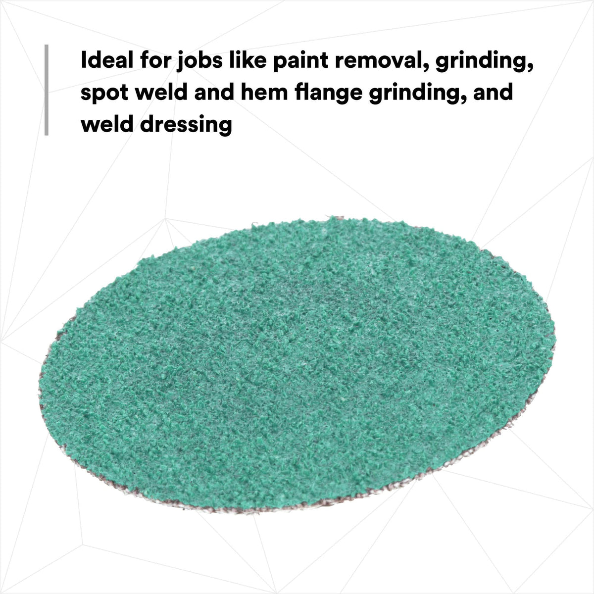 2-inch disc reach enables precise grinding and weld dressing with Roloc