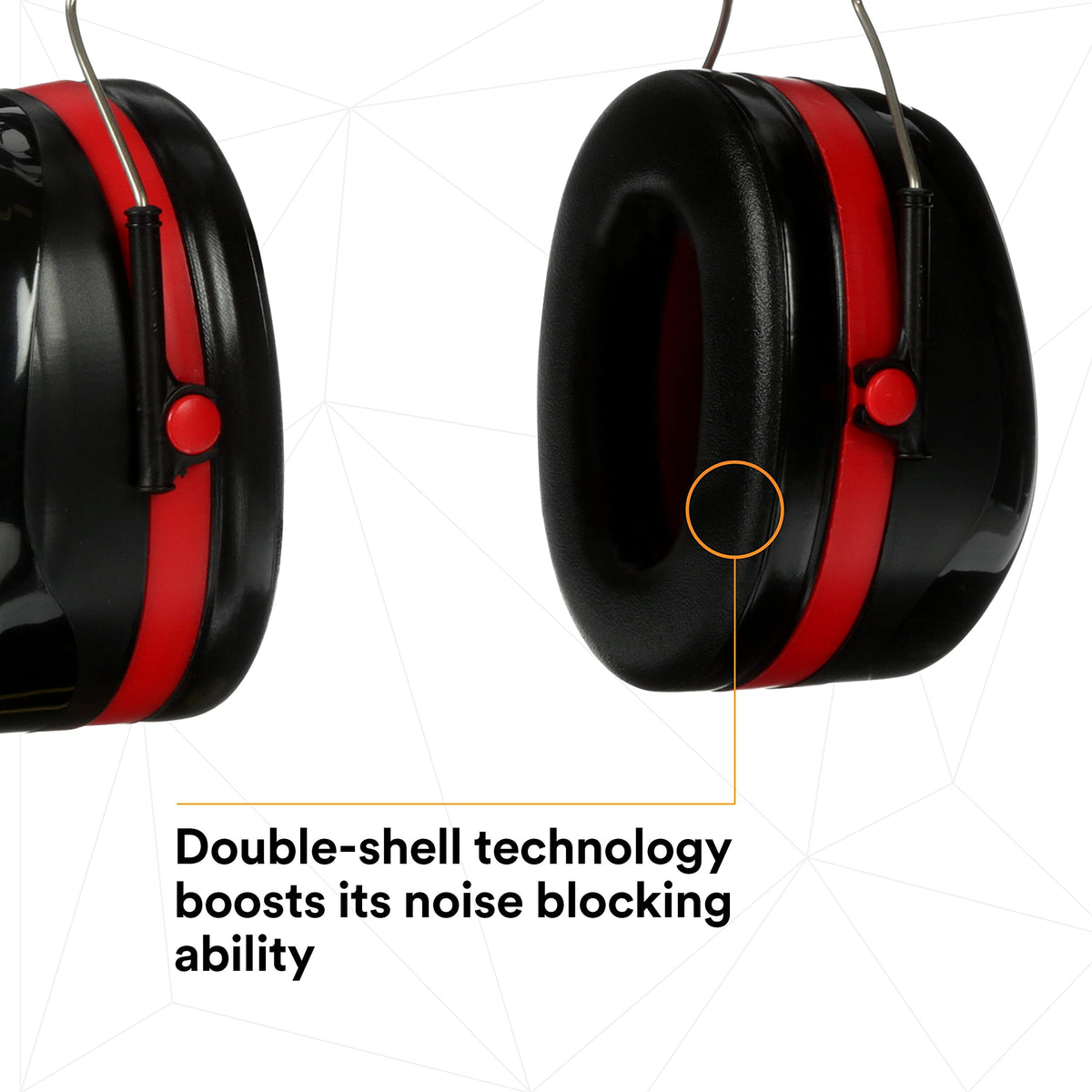 Stainless steel headband on 3M H10A earmuff resists bending for durability.