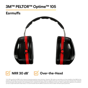 3M H10A earmuff overhead design reduces noise up to 30 dB.