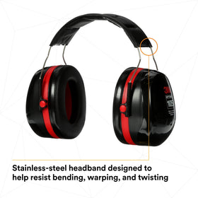 Twin-cup design on 3M H10A earmuff provides reliable protection.