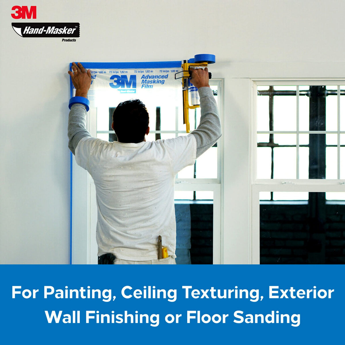 3M Hand Masker Advanced Film masking baseboards and trim with clean edges