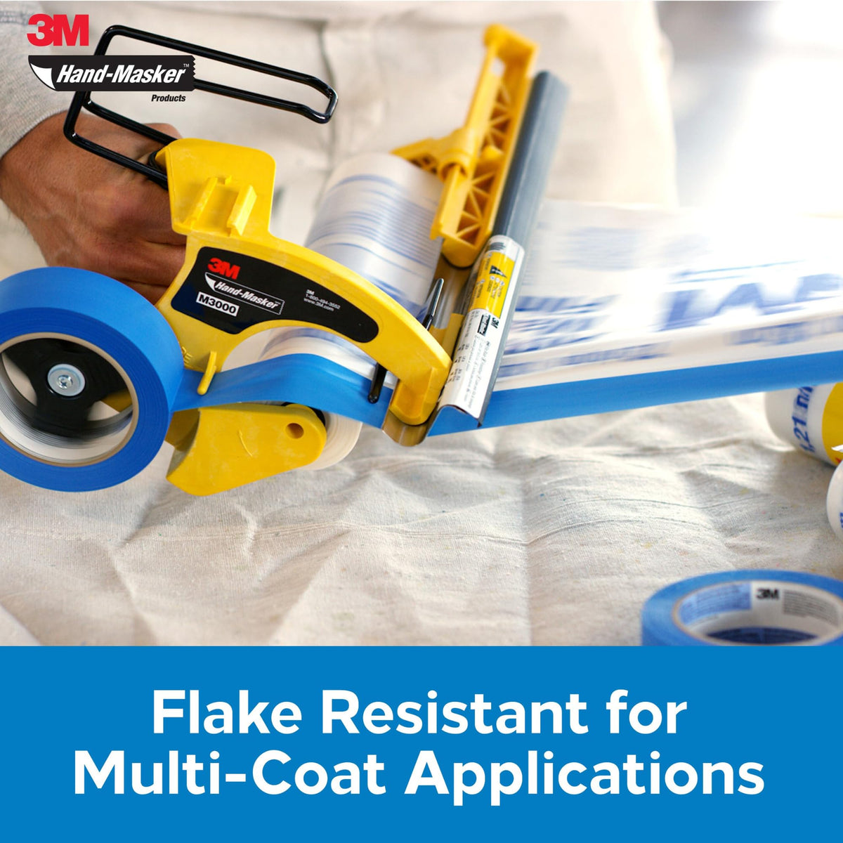 3M Hand Masker baseboard-trim masking protects edges during painting.