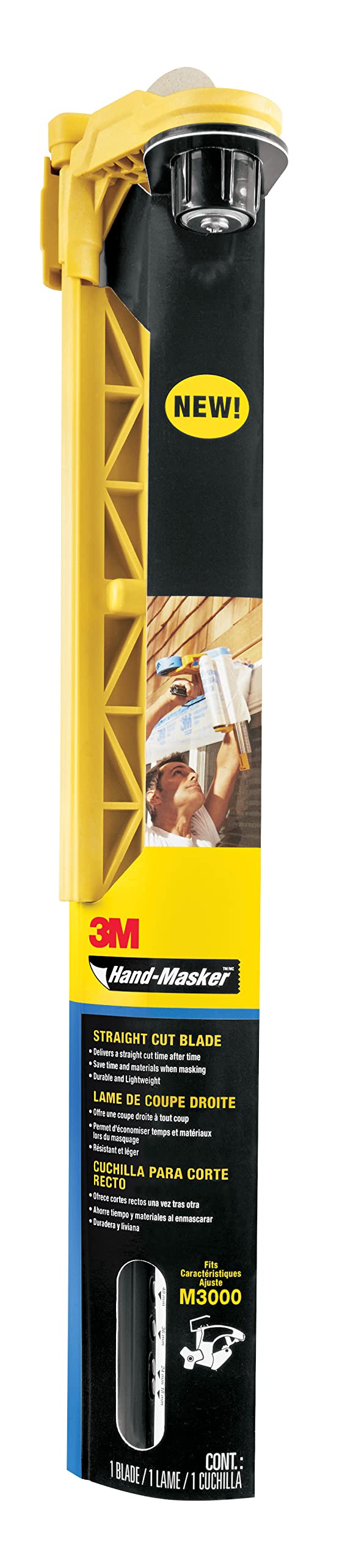 3M Hand Masker blade for straight masking film cuts with a sharp stainless steel edge