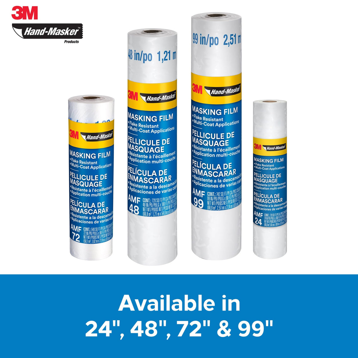 3M Hand Masker film-fold design prevents snagging on tape.