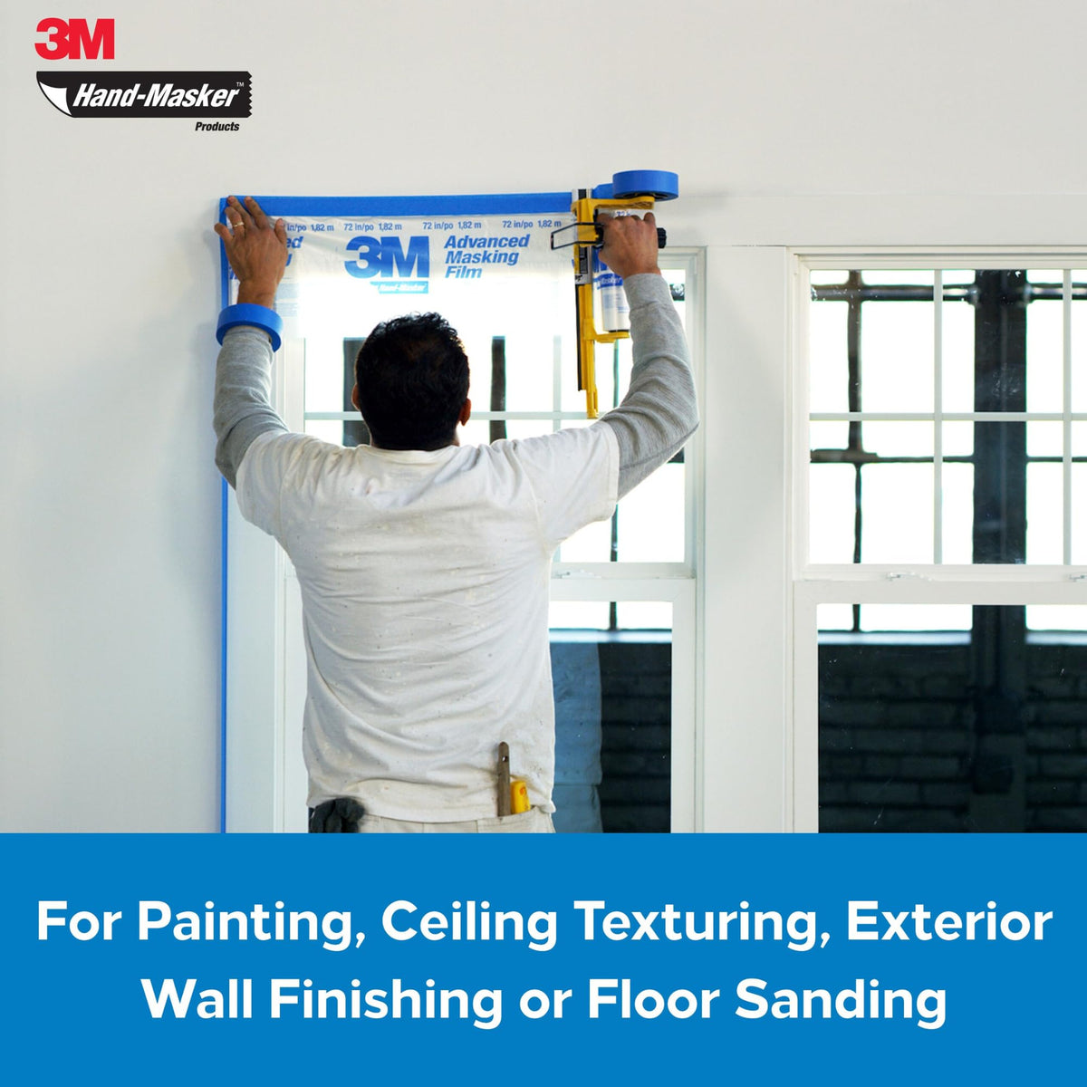 3M Hand Masker flake-resistant film minimizes fall-off during coatings.
