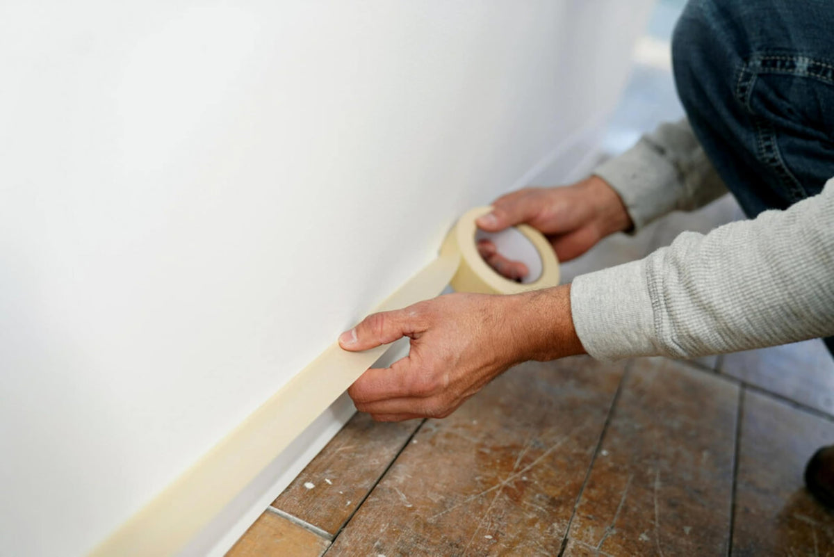 3M Highland economy masking tape used for bundling and sealing tasks in a practical setting.