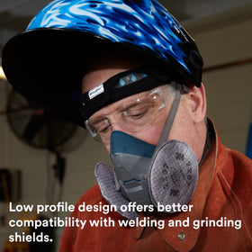 3M 6503 respirator suitable for welding, grinding, sanding, and cleaning tasks