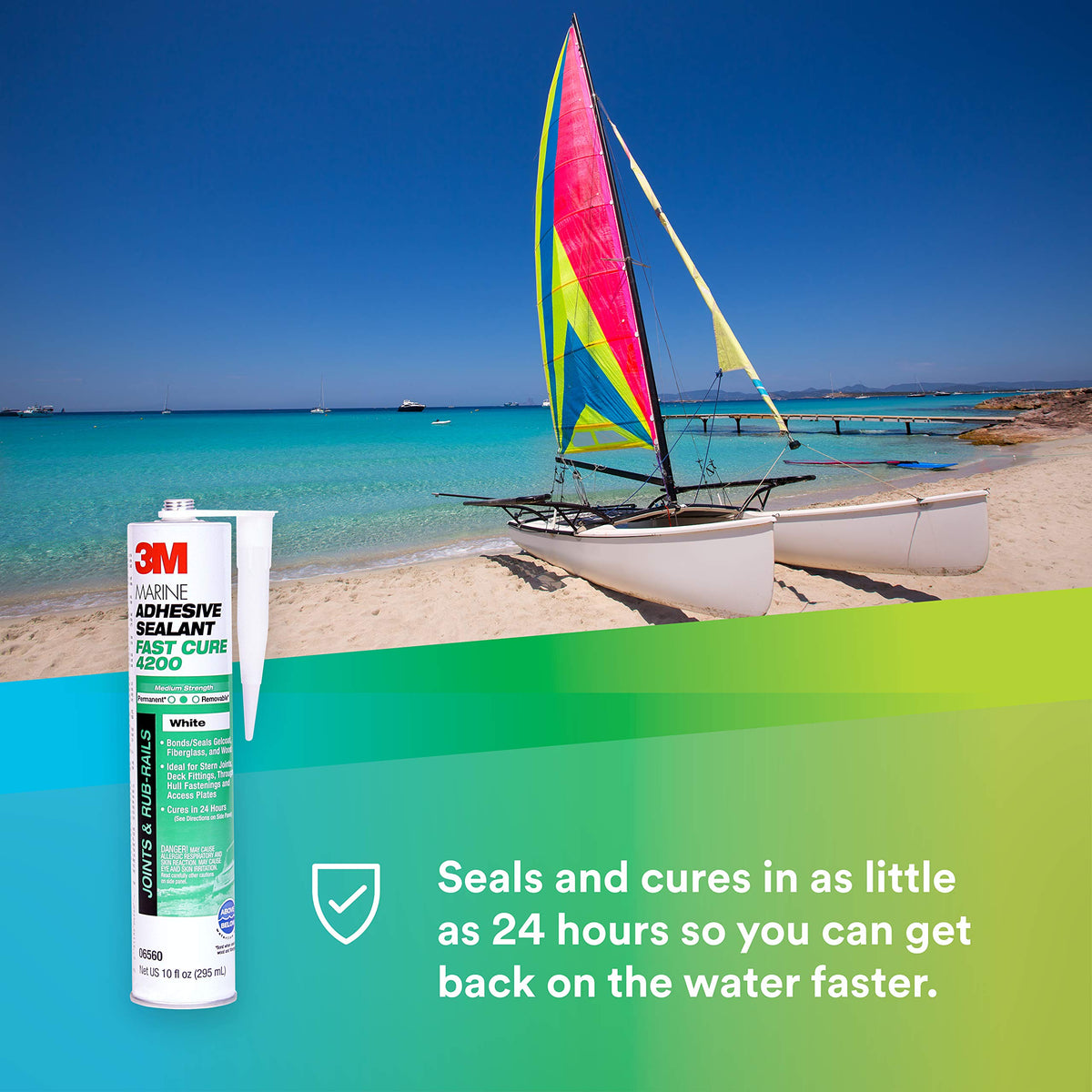 3M 4200FC cap removal demonstrates quick, clean application for deck fittings.