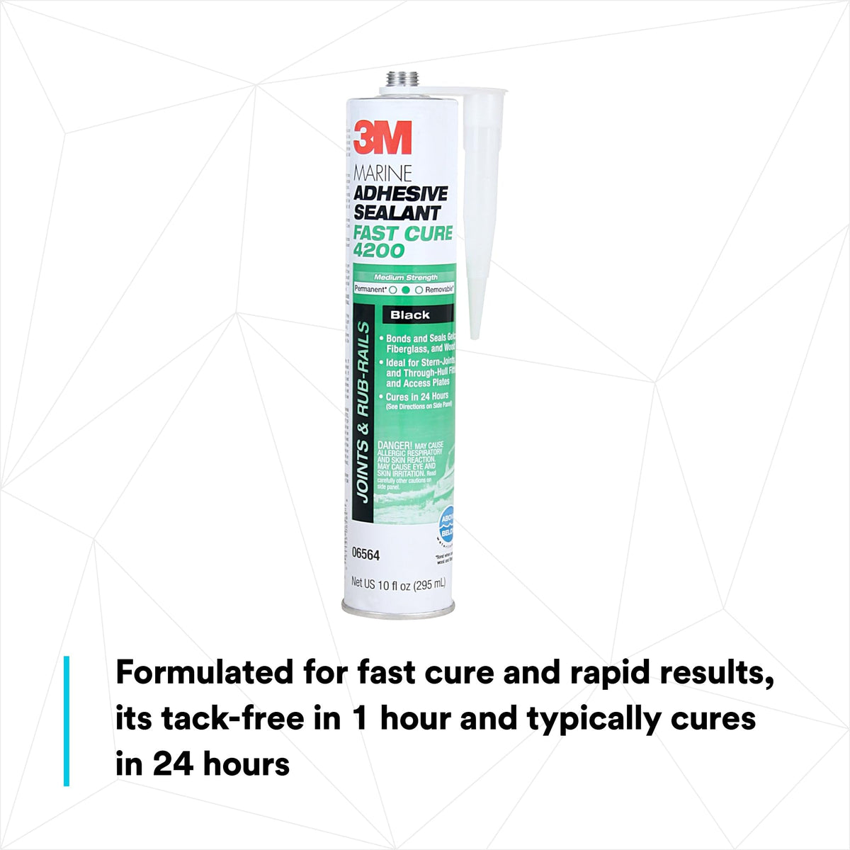 3M Marine Adhesive Sealant 4200FC bonds fiberglass to wood with flexibility.