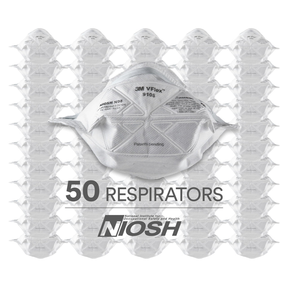 3M N95 9105 respirator folded design enables comfortable breathing during dust tasks.