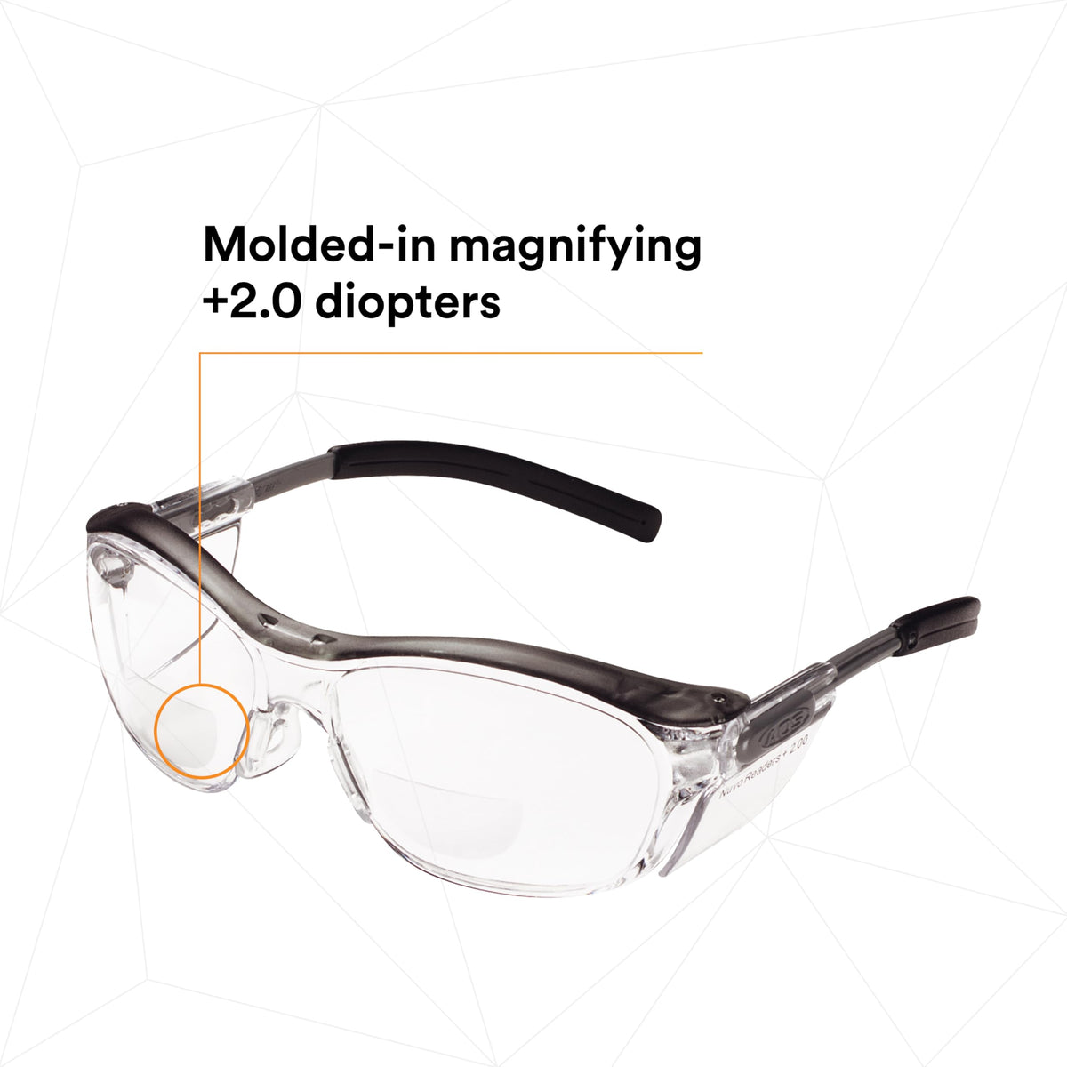 3M Nuvo Readers gray frame complements workwear while keeping safety features visible