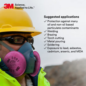 3M 2091 P100 filter suited for welding, grinding, and metalwork applications.
