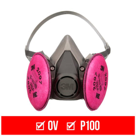 3M P100 respirator during lead paint removal, filtering fine dust and fumes