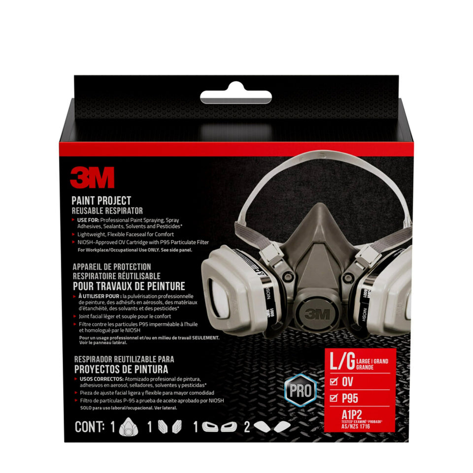 3M P95 Organic Vapor Paint Project Respirator 6311 large face seal provides comfortable protection for spray painting