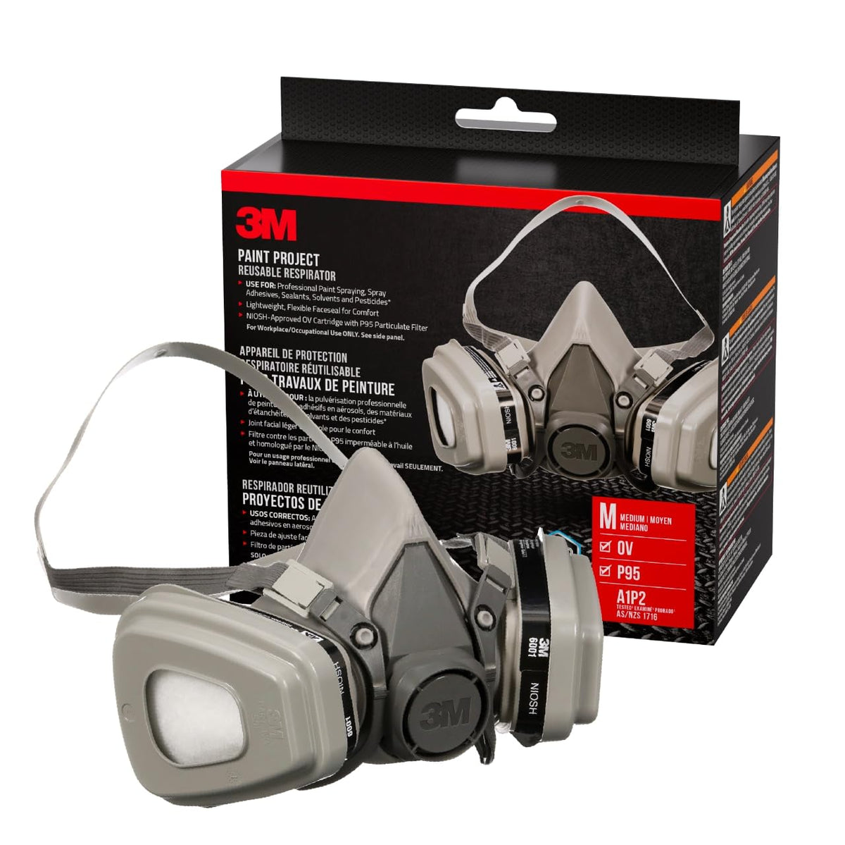 3M Paint Project Respirator 6211 packaged for easy setup on spray painting jobs
