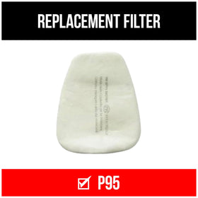 Close-up of 3M 5P71 P95 label showing filtration details for solids and oils