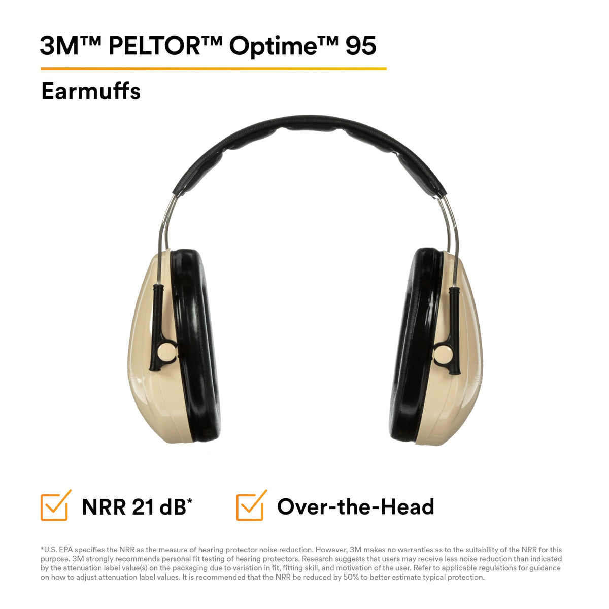 Side view of 3M Peltor H6AV Optime 95 earmuff demonstrating compact design