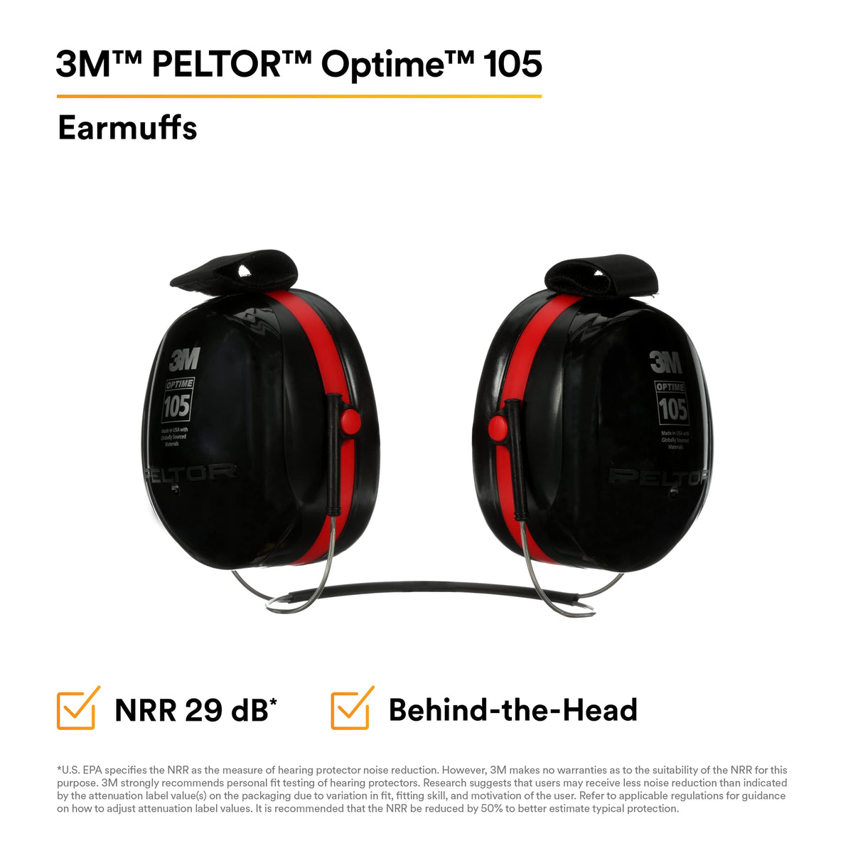 3M Peltor Optime 105 double-shell technology enhances noise blocking