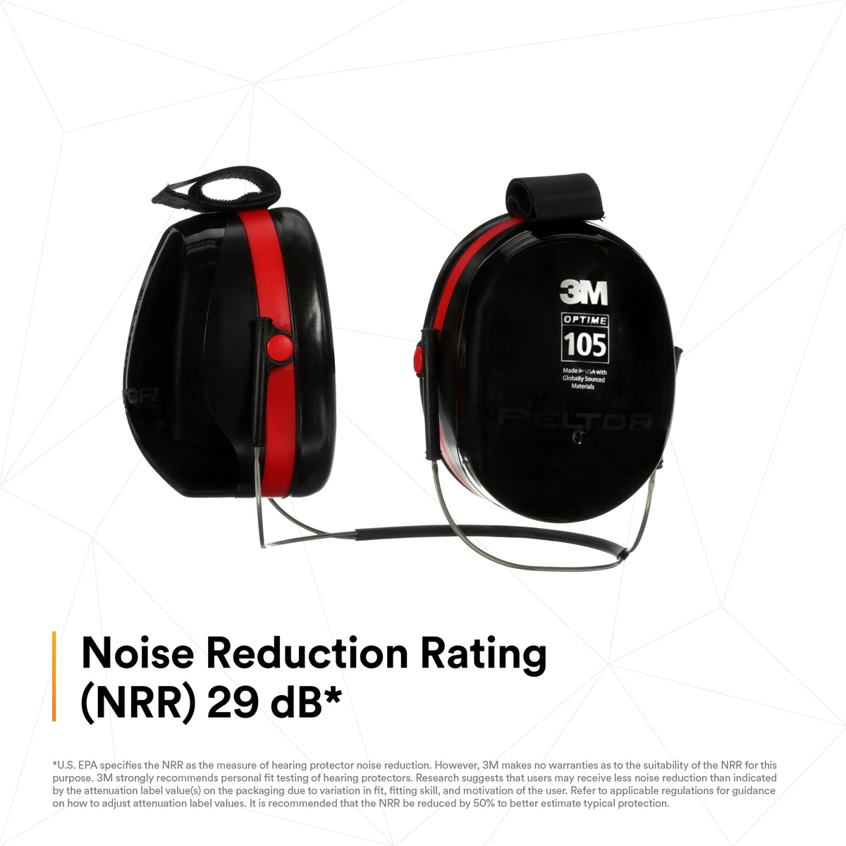 3M Peltor Optime 105 NRR range supports hearing protection
