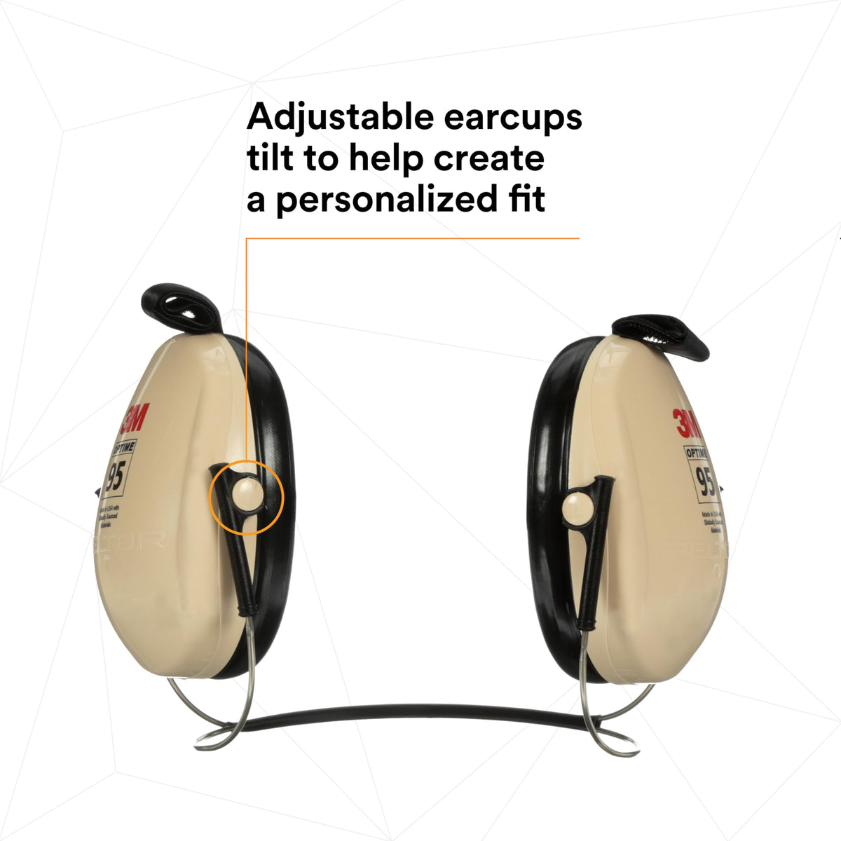Ultralight design of 3M PELTOR Optime 95 earmuffs