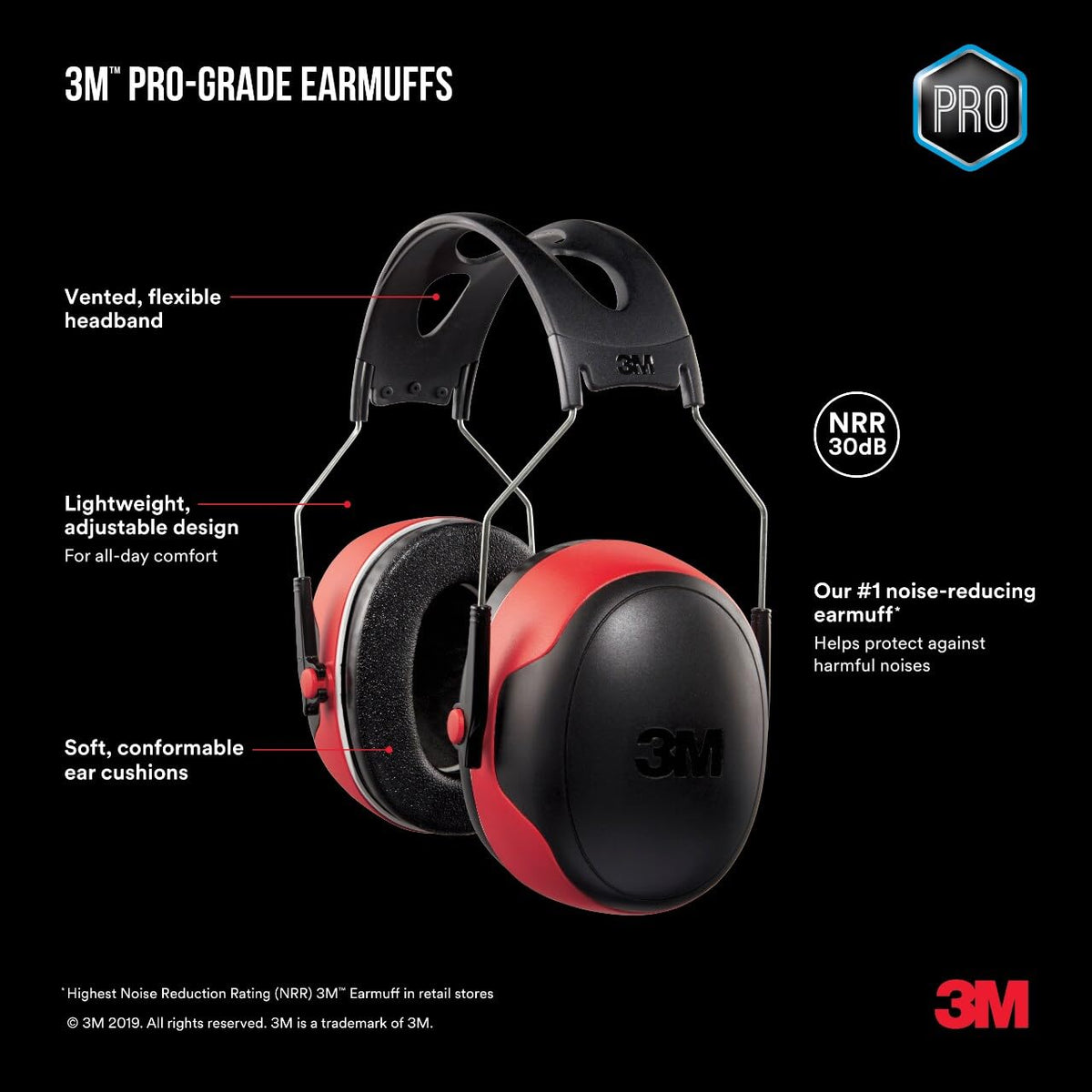 3M Pro Grade Earmuff pivoting cups create a snug, personalized fit