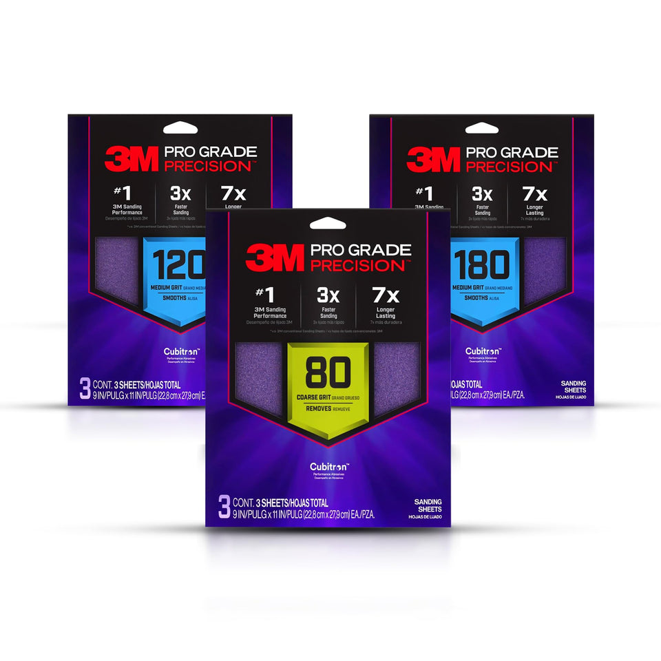 3M Pro Grade 80-grit sheet with no-slip backing for fast material removal