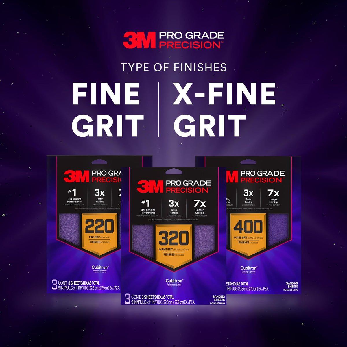3M Pro Grade 220 grit sheet ready for fine smoothing.