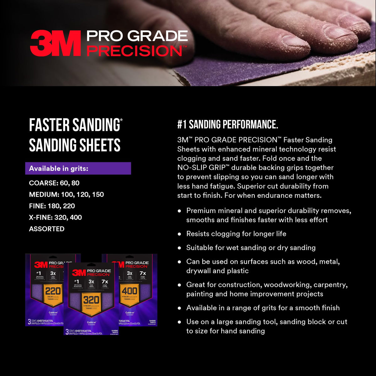Sanding with block or by hand for even pressure.