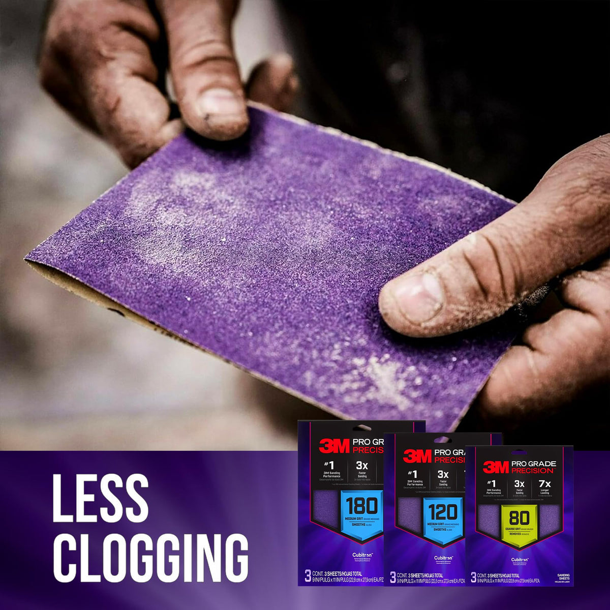 Dry or wet sanding with 3M Pro Grade for reduced clogging