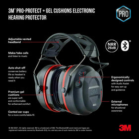 3M Pro-Protect Bluetooth on, easy calls and music from connected devices