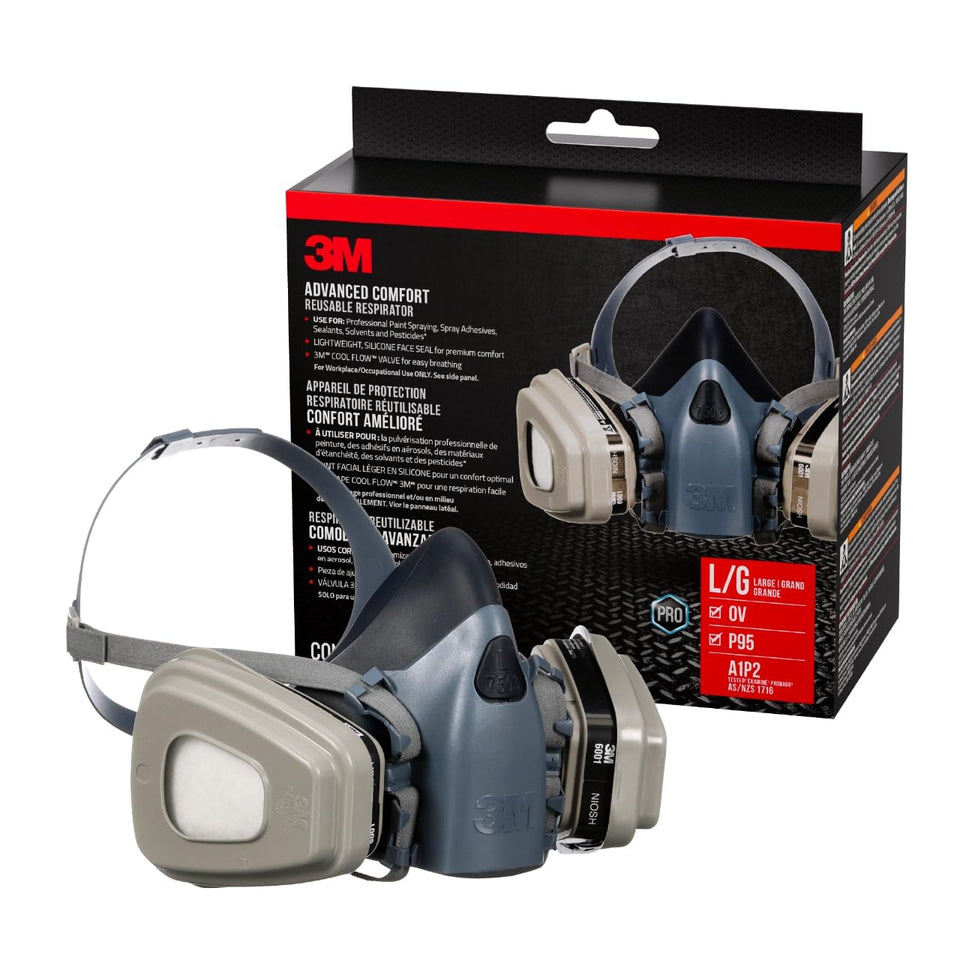 3M Advanced Comfort 7513 facepiece for organic vapor protection and all-day comfort