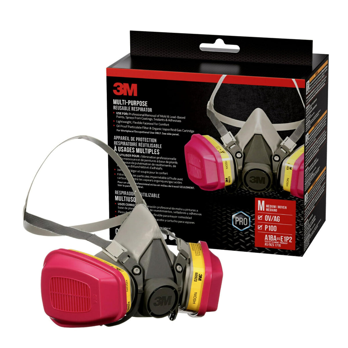 The 3M 62023 respirator front view shows versatile protection for tough jobs.