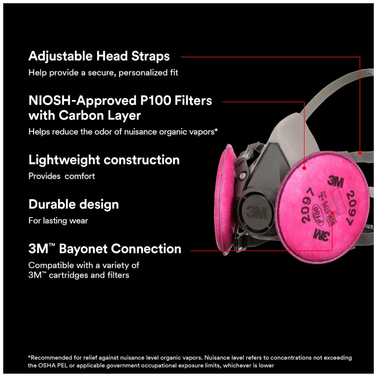 3M respirator with adjustable headstraps for personalized comfort