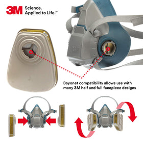 3M Respirator Cartridge 6006 swept-back design for wider field of view