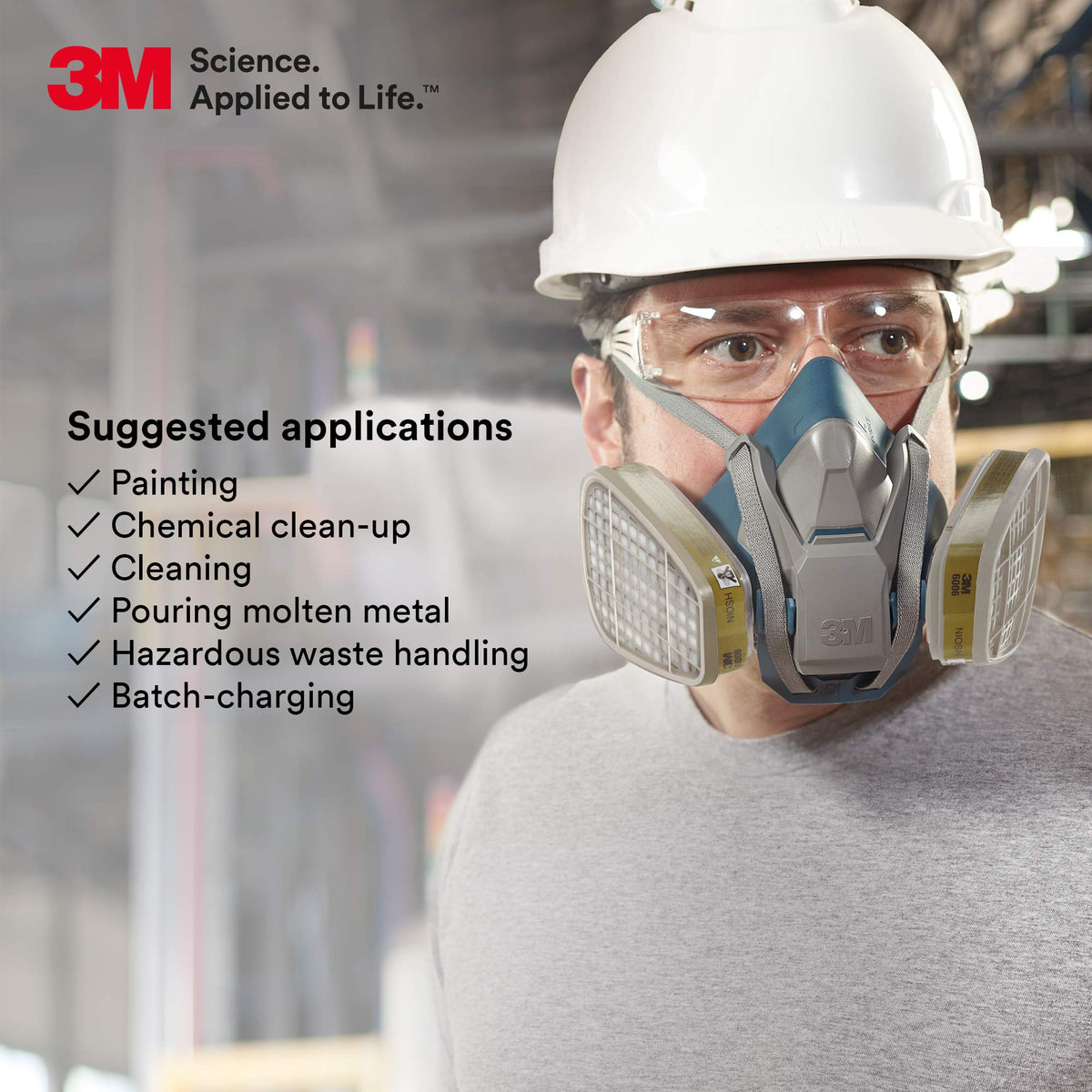 3M Respirator Cartridge 6006 easy twist-on/off for fast setup