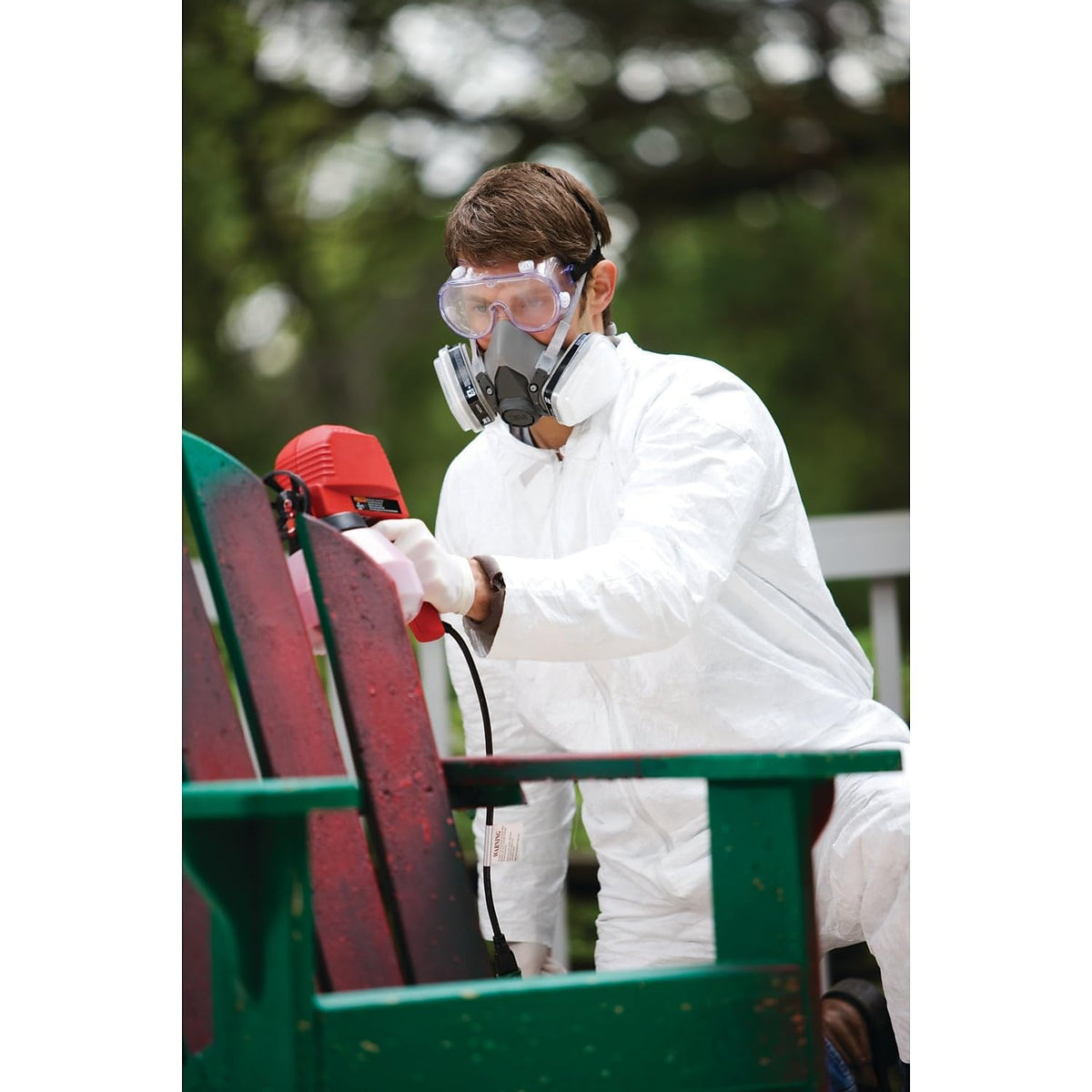 3M respirator in workshop for spray painting.