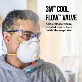 Close-up of 8511 used for drywall sanding to illustrate dust protection