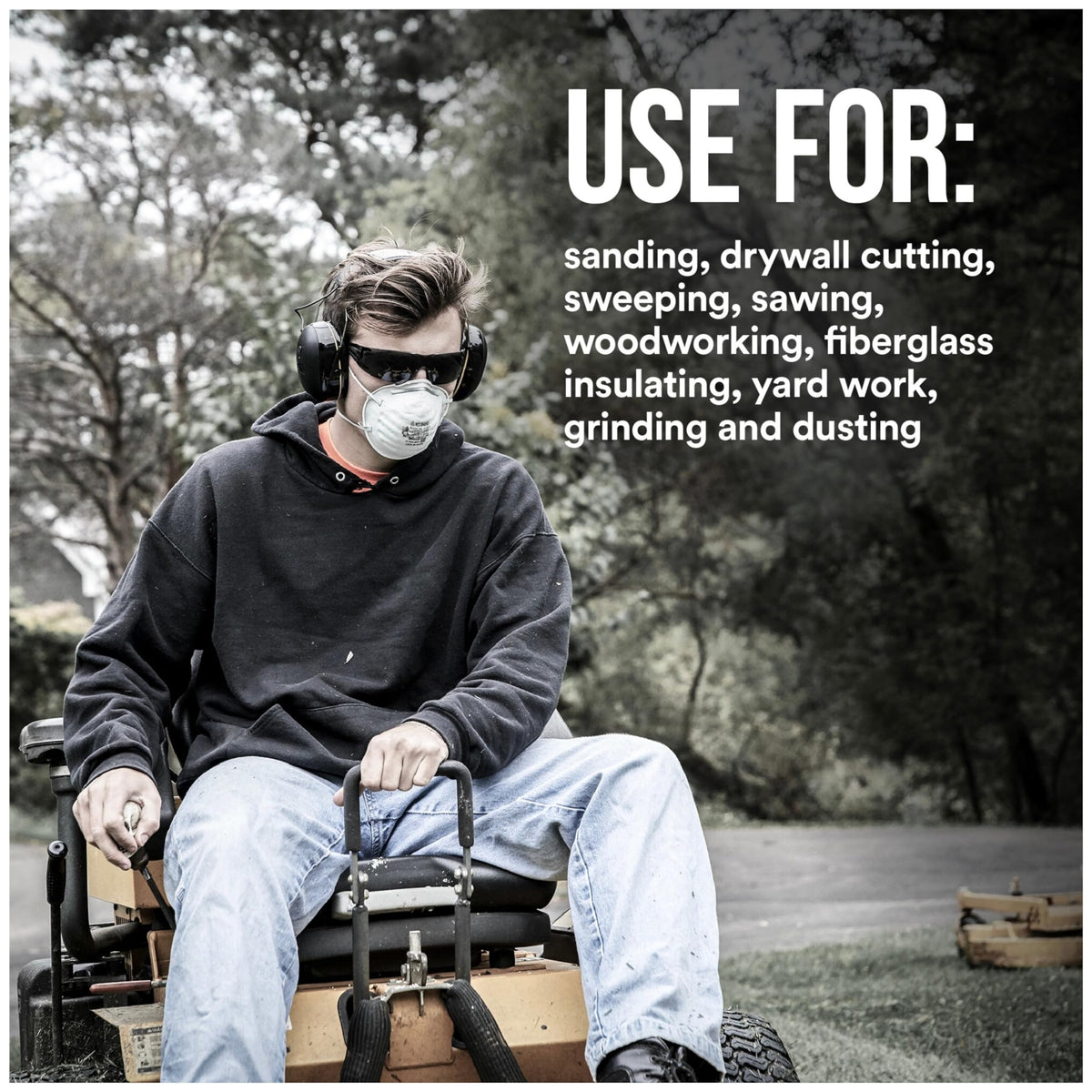 Top view of the 3M Safety respirator showing secure strap fit