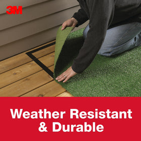 3M Scotch carpet tape secured outdoor patio rug with weather-resistant performance