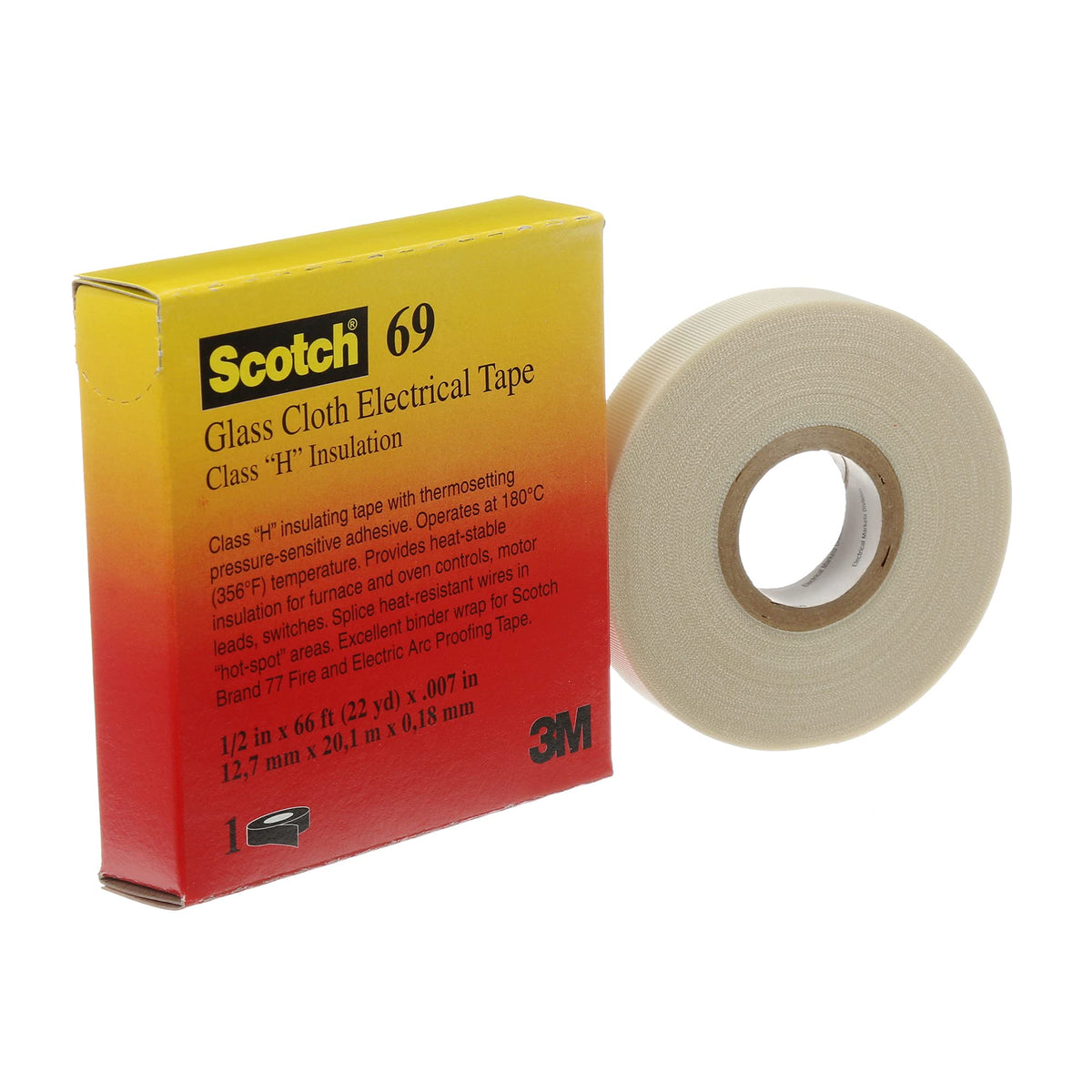 3M Scotch Glass Cloth Tape 69 closeup applied to a coil, offering strong insulation.