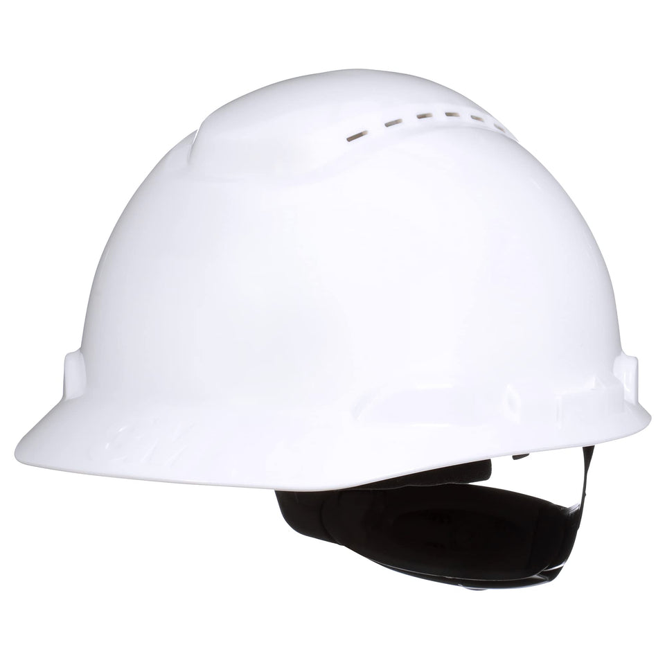 3M SecureFit H-701SFV-UV white cap, front view, vented shell for all-day comfort.
