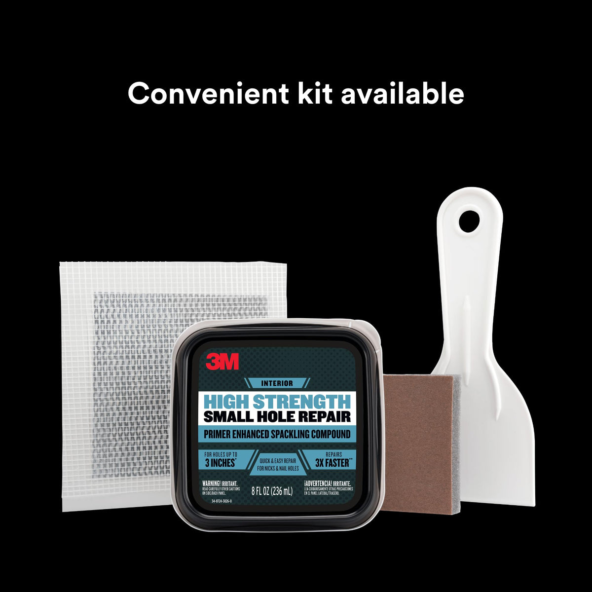 3M putty knife included for smooth application on patch repairs