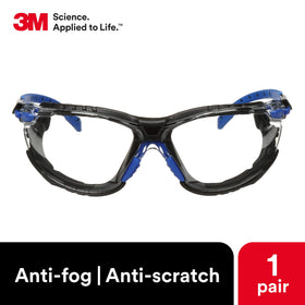 Close-up of Scotchgard anti-fog coating on 3M Solus lens.