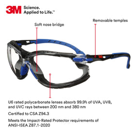 Side view of blue/black frame for lightweight, low-profile comfort.