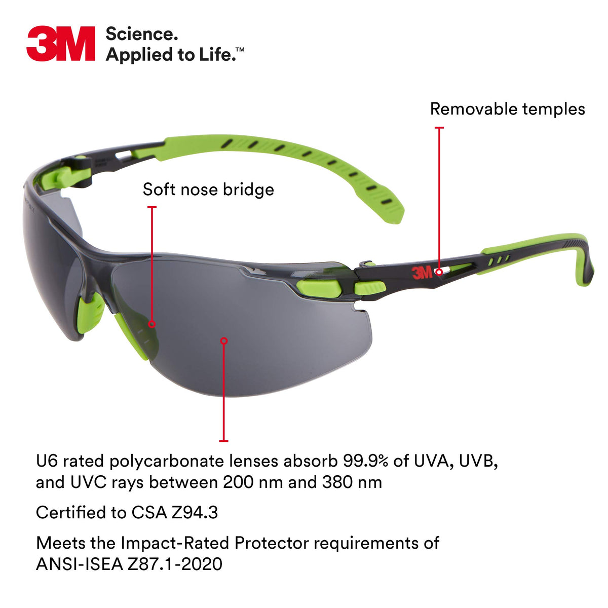 3M Solus 1000 gray lens reduces glare for outdoor work