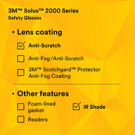 3M Solus 2000 black/green temples offer secure all-day wear.