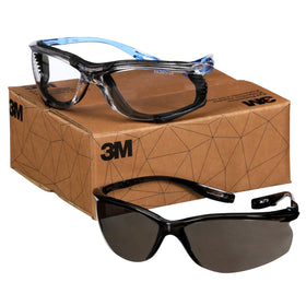 3M Virtua CCS clear lens safety glasses with foam gasket for dust defense and comfort.