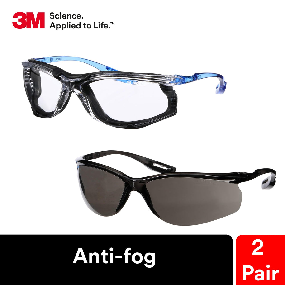 3M Virtua Sport CCS gray lens safety glasses for wraparound protection in bright environments.