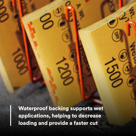 3M Wetordry 02044 waterproof backing enables wet sanding on damp surfaces